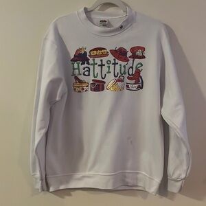 Vintage Glitter Hattitude Red Hat Society Fruit of Loom Sweatshirt sz M funky